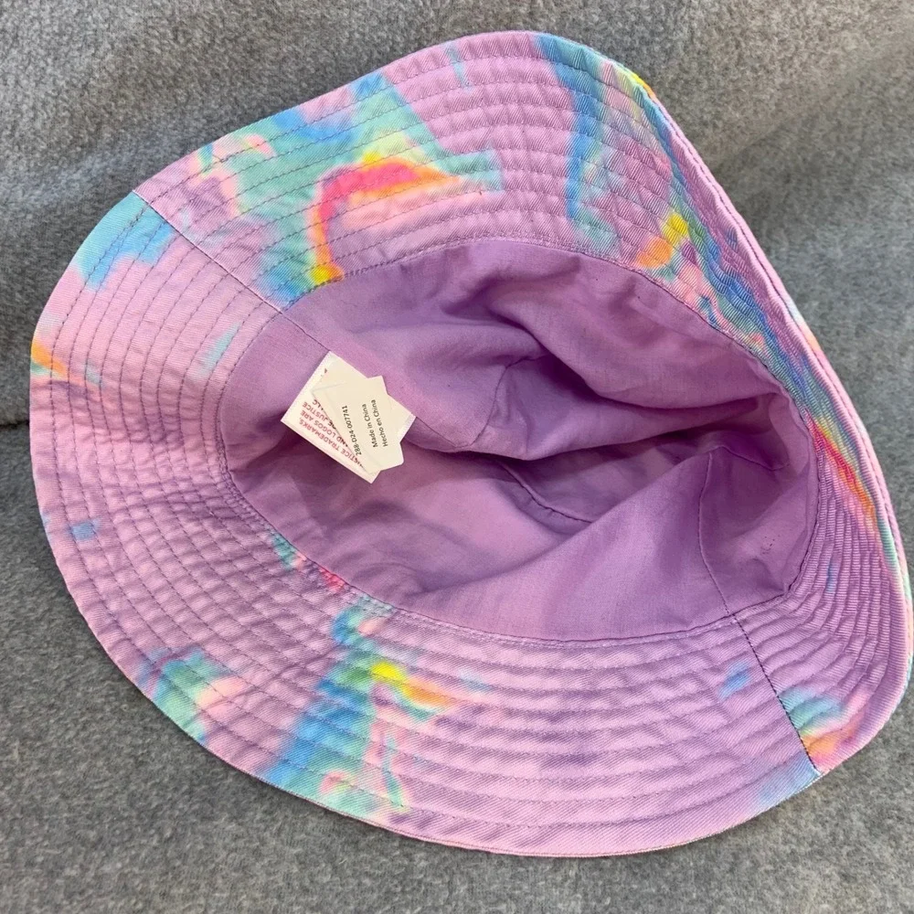 Justice Glitter Logo Girls Purple Tie Dye Bucket Hat Sun Cap OSFM